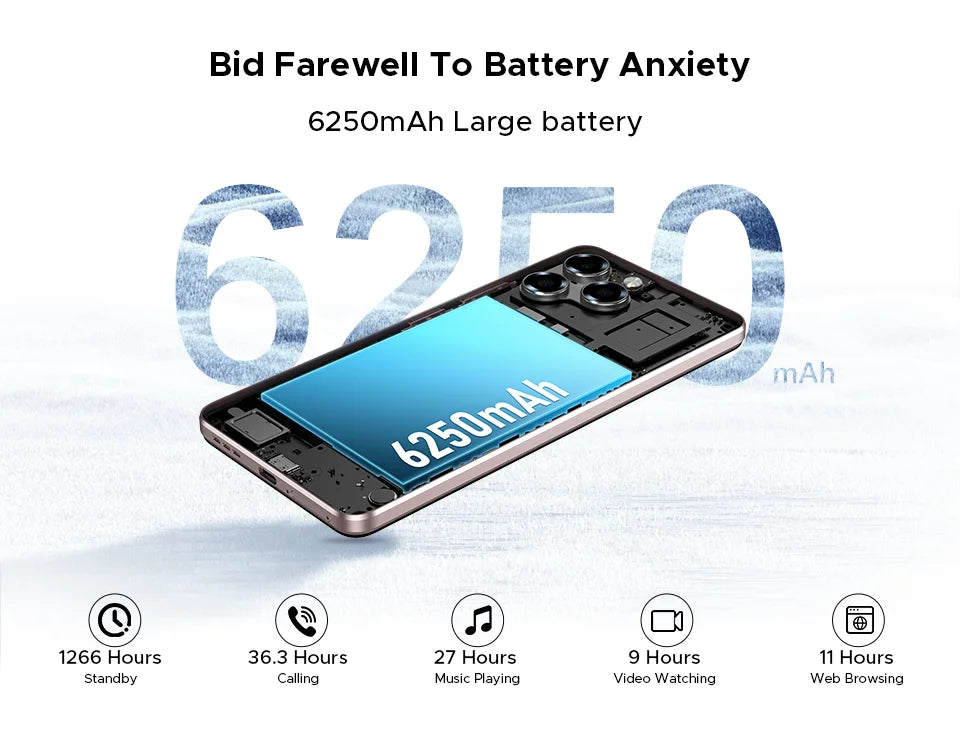 Global Version Doogee Note58 Pro Android 15 Smartphones 8Gb Ram 256Gb Rom 6250Mah Large Battery 6.75" Hd+ Display Nfc Cellphone