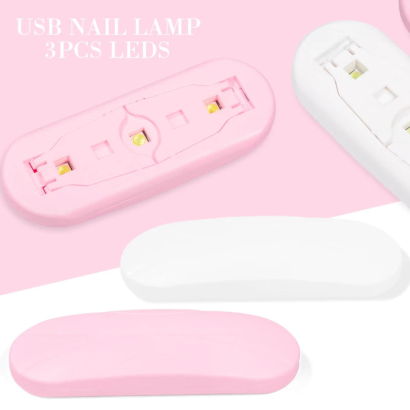 Nail Dryer MINI 6W USB UV LED Lamp Pink White Nail Art Manicure Tools Design Fast Drying Curing Light for Gel Polish