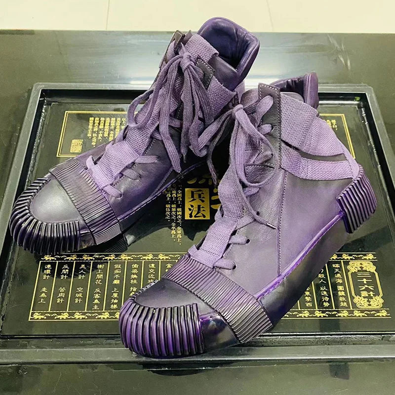 Ghete Black Street Original Design Goodyear Patchwork - Parte superioară din piele, talpă din cauciuc, mărimi 40–46