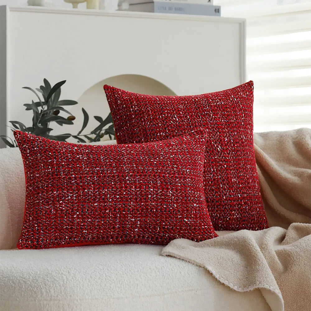 Christmas Red Knitted Throw Pillow Cover Without Core, Festival Party Decoration Living Room Sofa Decorative Cushion Cover 45x45