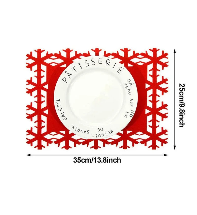 5-20PCS Christmas Snowflake Placemats and Table Runner Heat Resistant Dining Room Table Mats Holiday Party Tableware Decorations
