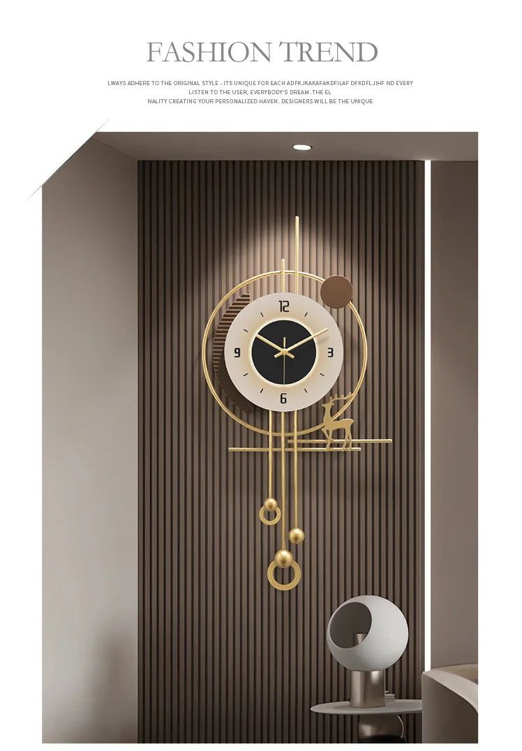 W Quartz Wanduhr Modern - Groß 60cm Leise Batterie