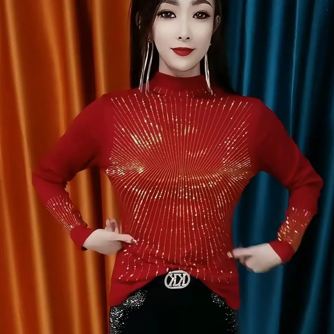 COZOK Pailletten Rollkragenpullover - Größe XL Polyester