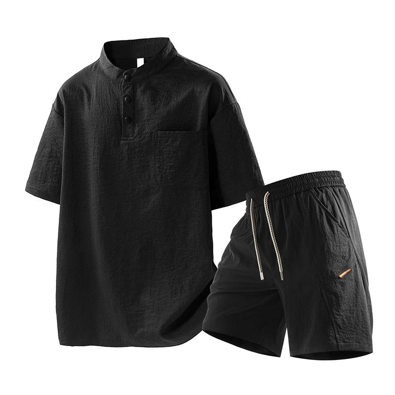 TIKALIACN Zweiteiler Sommer Kurzarm - Polyester M L