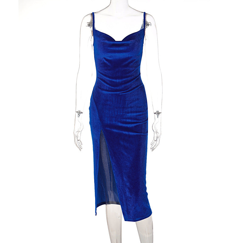 Hirigin Abendkleid Samt Bodycon - Mini Schulterfrei Slim