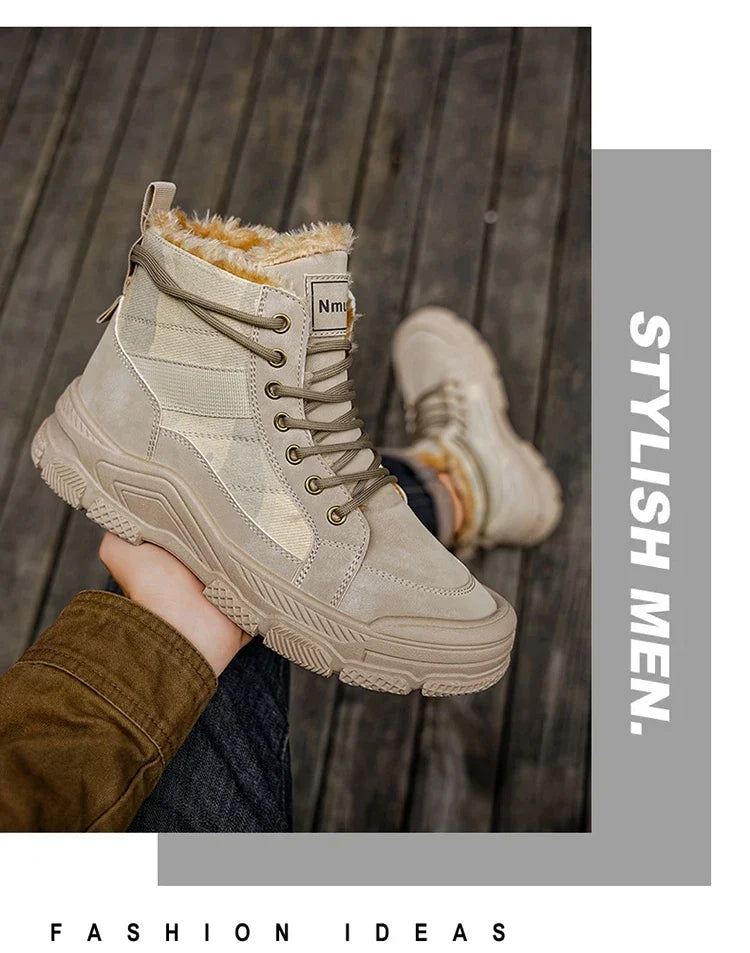 Ghete de iarnă călduroase cu căptușeală din velur Choice B2-M2299 - Mărimea EU 39-44, Toc 1-3 cm, Antiderapante