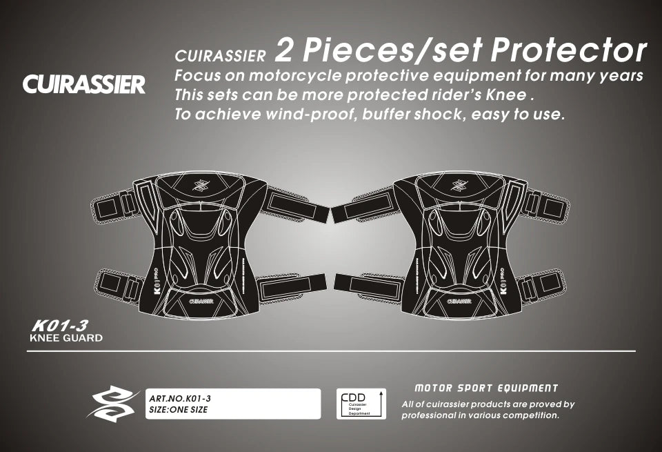 Cuirassier Protective Motorbike Kneepad Motocross Motorcycle Knee Pads MX Protector Night Reflective Racing Guards Protection