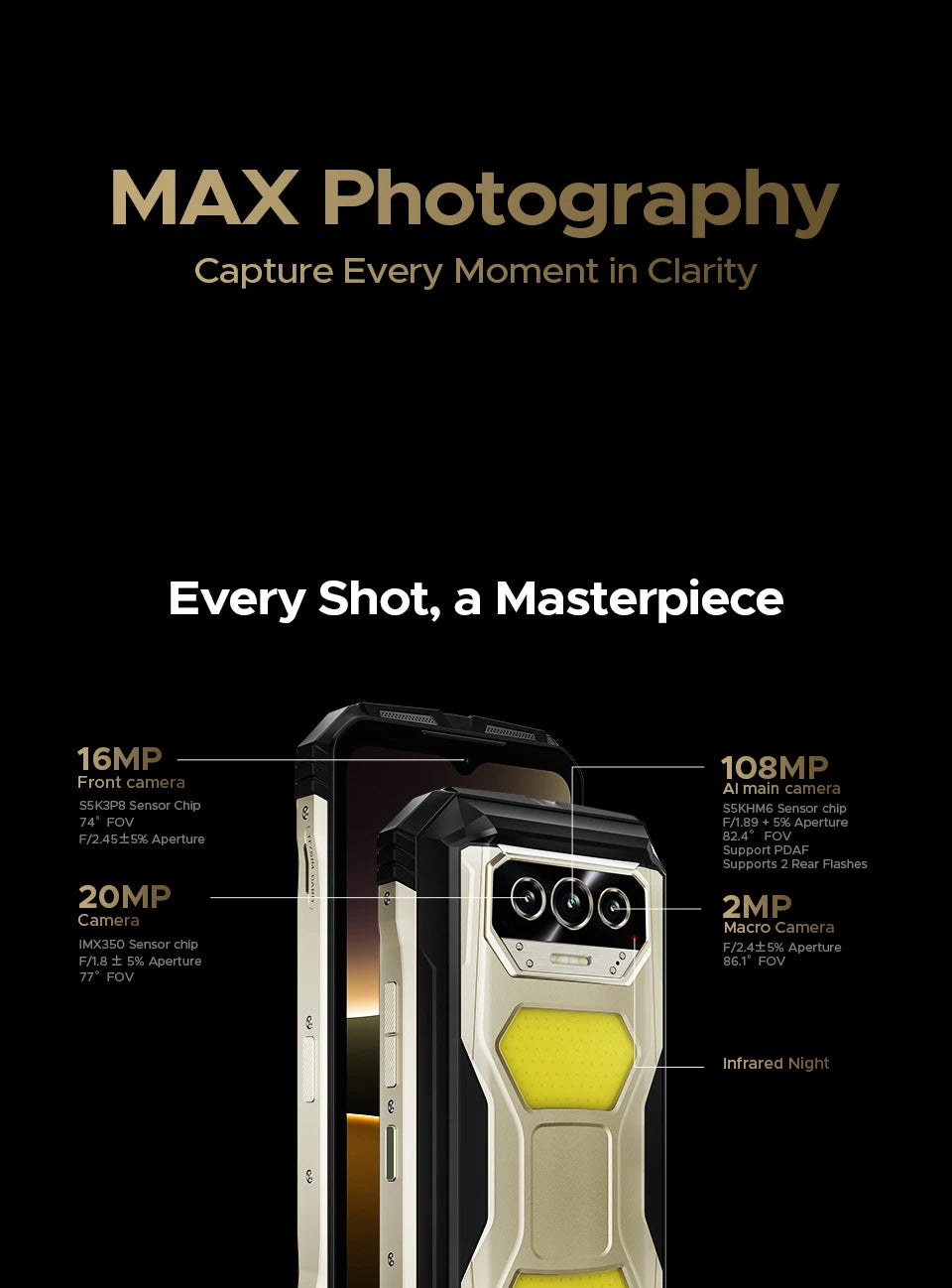 DOOGEE V Max S Robustes 5G - Kapazität 22000mAh 33W 6,58 Zoll