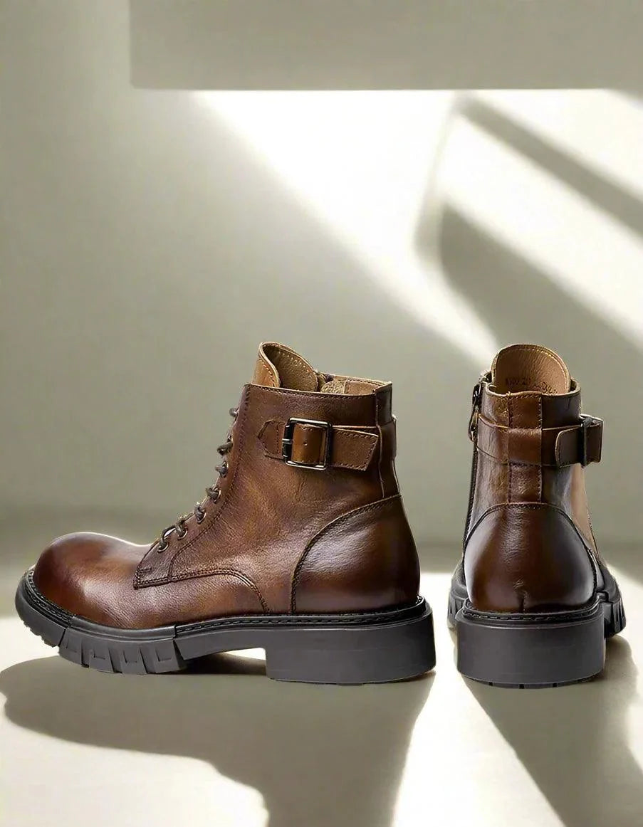 Classic handmade vintage leather ankle boots genuine leather