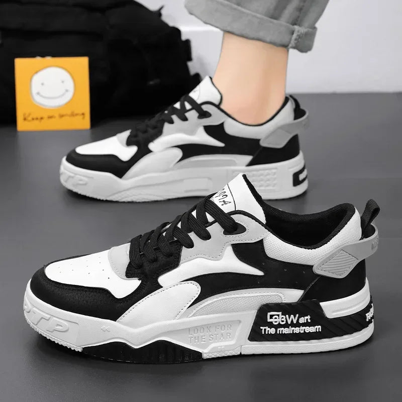 Men's Sneakers Men's Comfortable Platform Shoes 2024 Trend Lace-up Vulcanized Shoes White Casual Sneakers Zapatillas