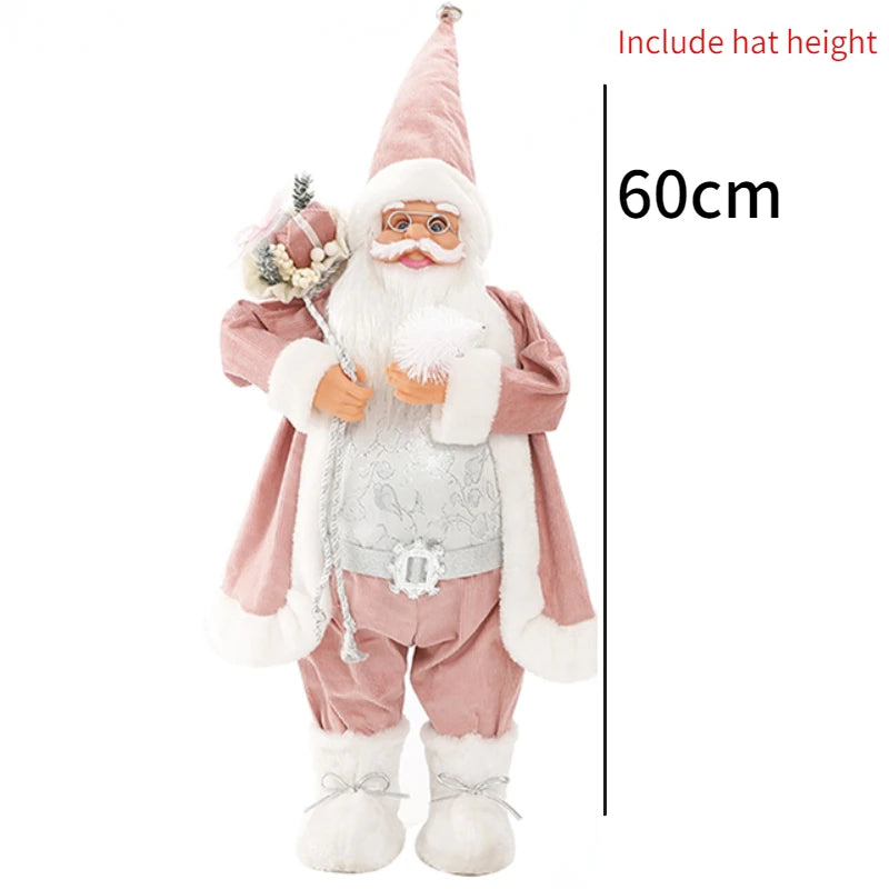 60cm Large Santa Claus Merry Christmas Decorations for Home Happy New Year 2023 Fabric Knitting Clothes Doll Window Decor
