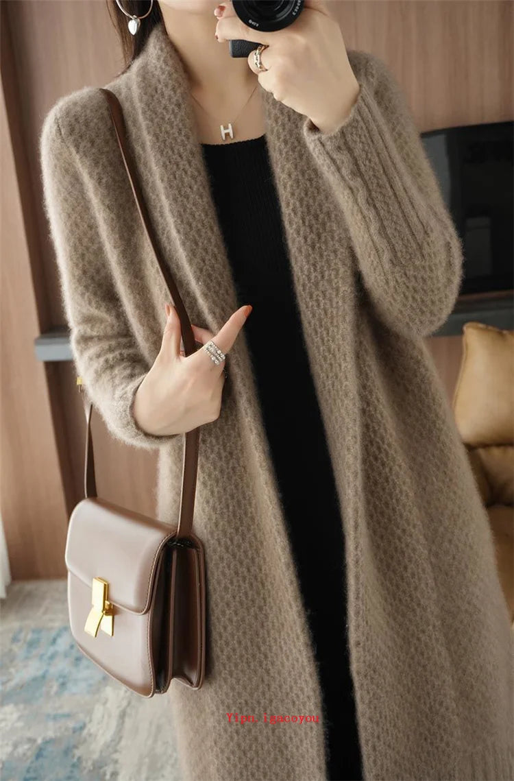 Yipn.igacoyou Cardigan Strickjacke Locker - Länge 66 cm Größe S-XL