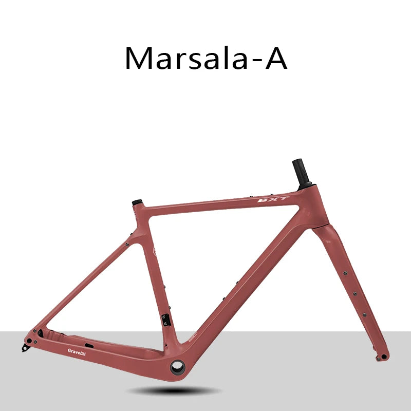 BXT Carbon Gravel Bike Frame Fully Hidden Cable Carbon Frame Fork Thru Axle Gravel Disc Brake Carbon MTB Road Bicycle Frame 27.5