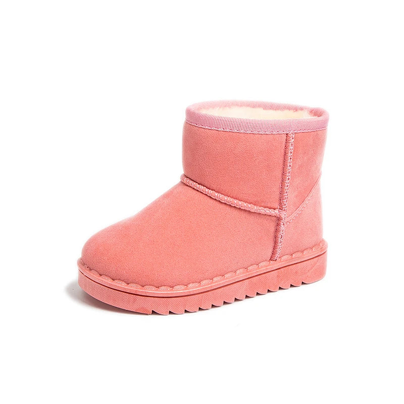 Kinder Schneestiefel Prägnanter Stil Plüsch Chunky Winter Kinder Kurzstiefel Einfarbig Slip-on Unisex Klassische Jungen Mädchen Schuhe 23-36