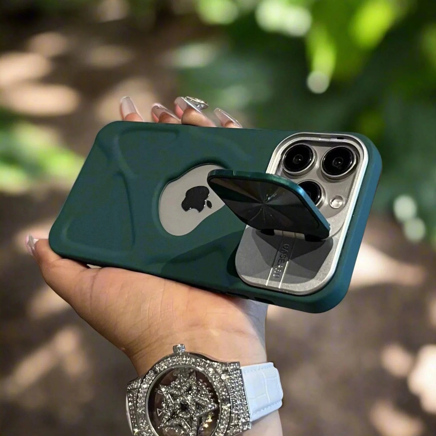 Fashion logo hole magnetic case for iphone lens protection covers