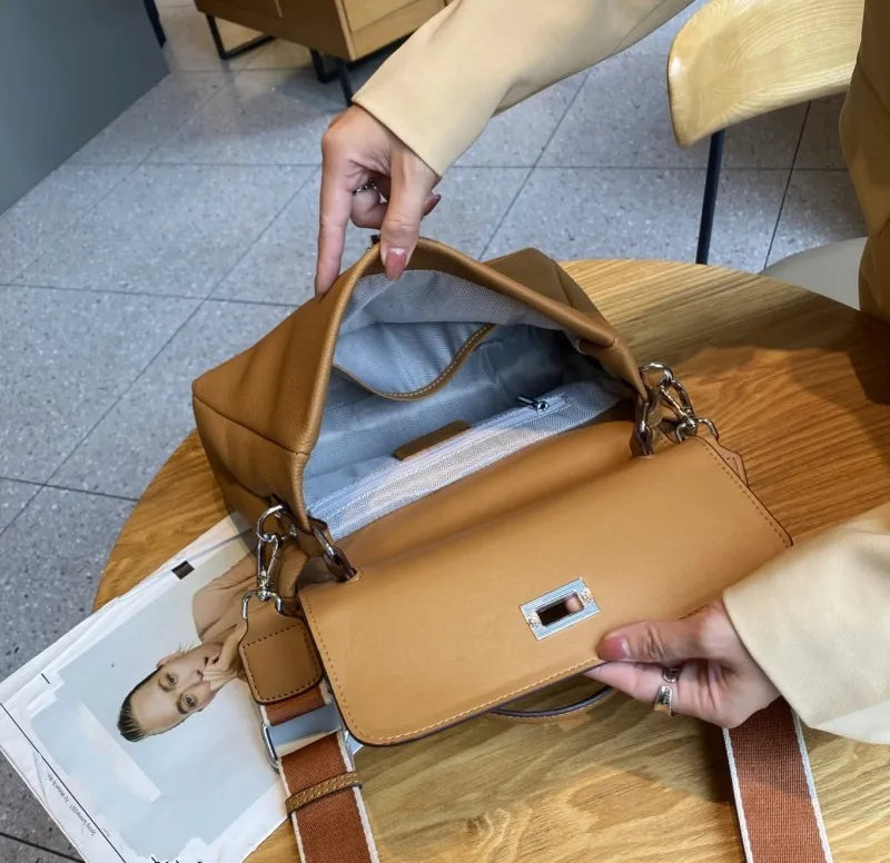 Designer ladies leather bag retro shoulder & crossbody office purse