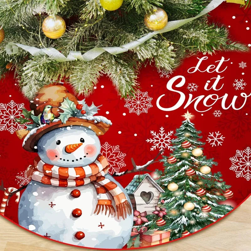 60x60CM Santa Claus Snowman Merry Christmas Tree Skirt Round Xmas Tree Rugs Skirts Household Mats Carpet Home Party Decoration