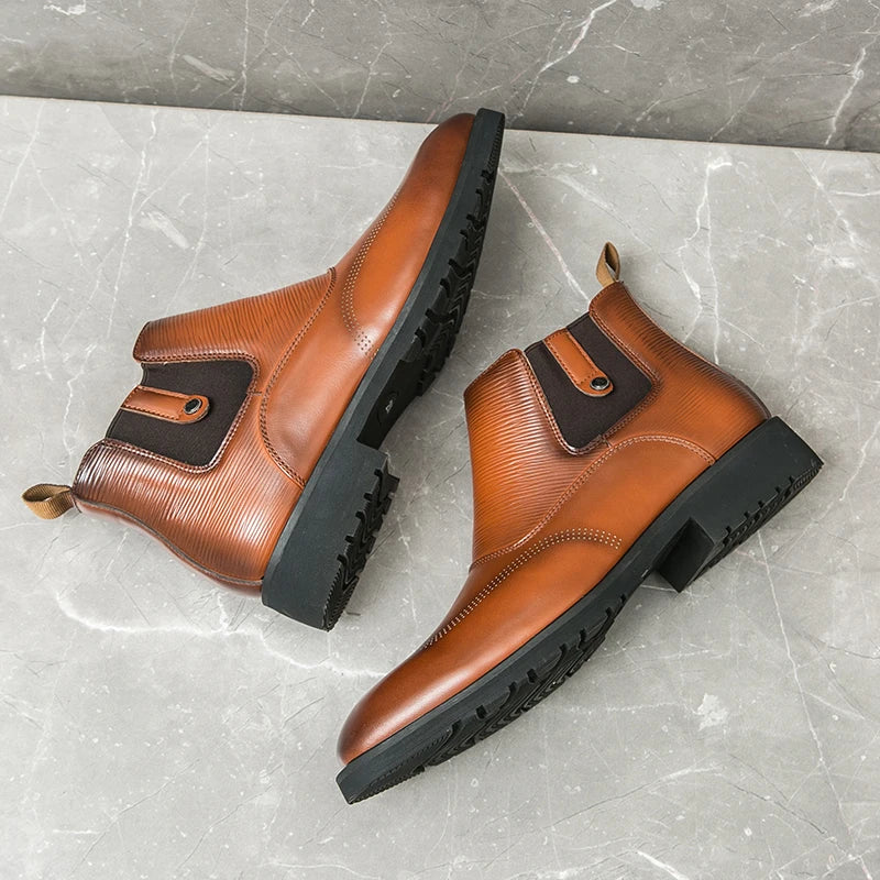 Golden Sapling Chelsea Boots Slip On - Knöchelhoch, EU Größe 42, Flacher Absatz Bequem