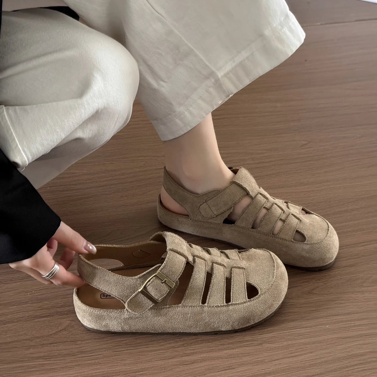 Flats Women's Sandals Fashion Hollow Designer Shoes Casual Slingback Slippers 2025 Summer Flip Flops Trend Sandalias De Mujer