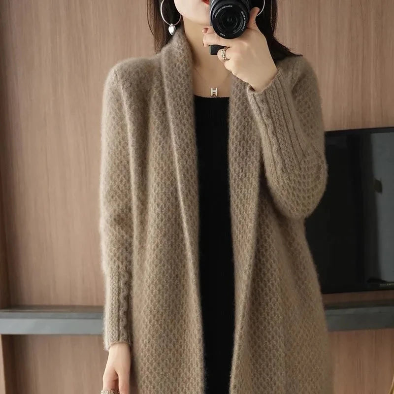 Yipn.igacoyou Cardigan Strickjacke Locker - Länge 66 cm Größe S-XL