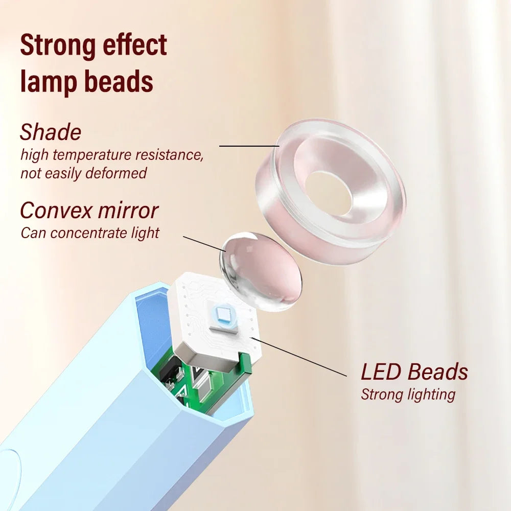 Handheld Mini UV LED Nail Lamp for Gel Polish Curing USB Rechargeable Quick Dry Portable Manicure Machine Nail Art Tool