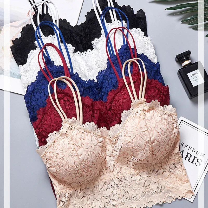 Damen BH 2025 - Bügelfreier Spitzen BH Push-Up Full Cup mit Blumenmuster