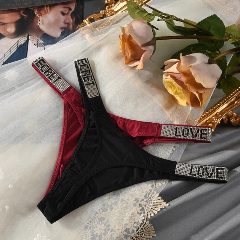 Damen-Unterwäsche 2025: TWTZQ Low Waist Sexy Panties Women Thongs Rhinestones Letter - Diamonds G-string Sports Thong Shorts Briefs T-back Fitness S-XL Collection
