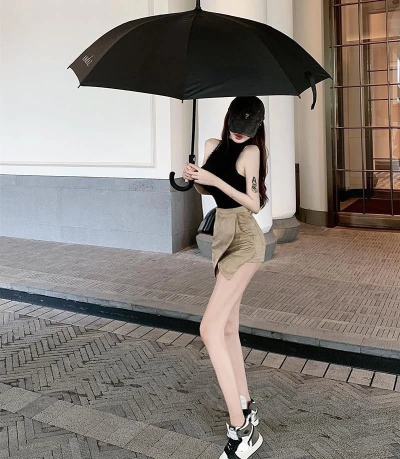 Sexy Tank Top Solid Halter Crop Tops Women Summer Camis Turtleneck Camisole Fashion Casual Tube Female Sleeveless Cropped Vest