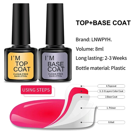 LNWPYH ZYD27 Klarer Gel Top Und Base Coat - 8ml x4 Set