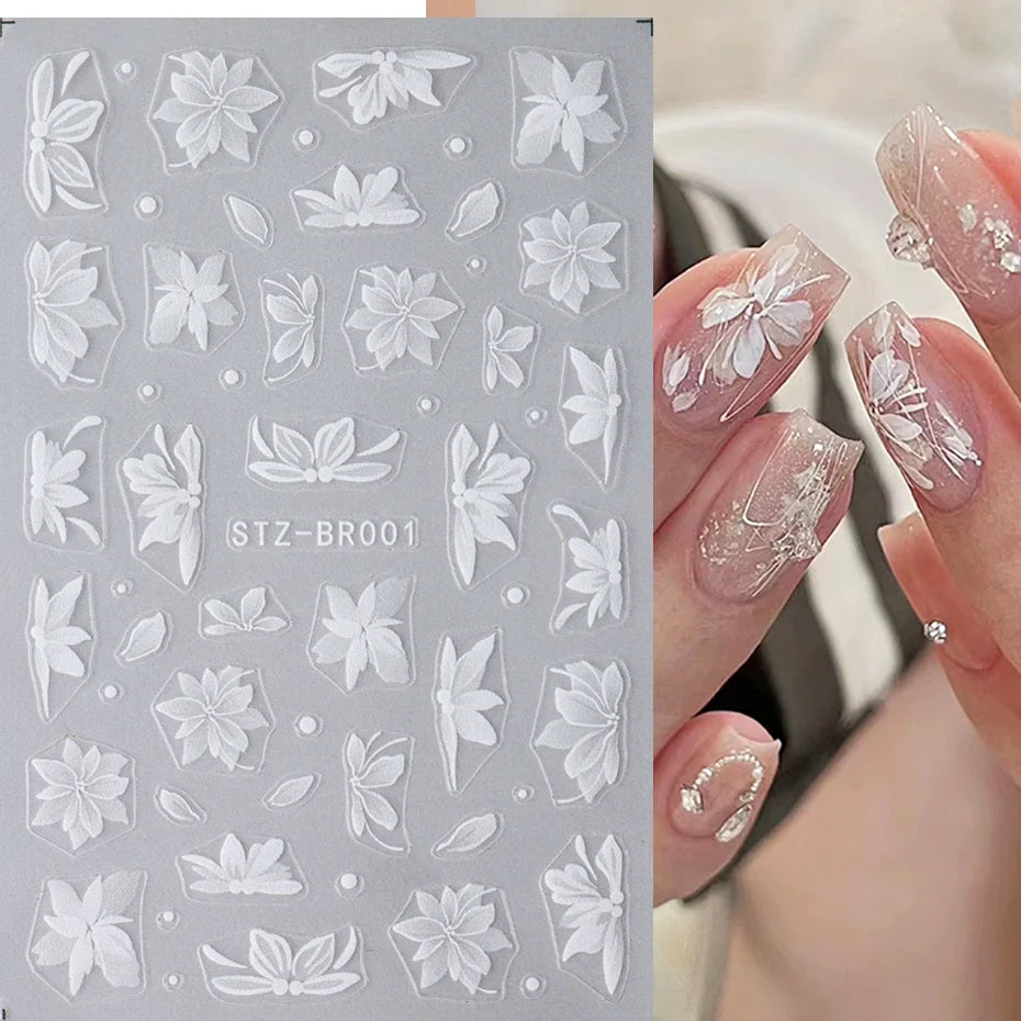 Tracy Simple 3D Blumen Nail Art Sticker - 1 Stück Plastik