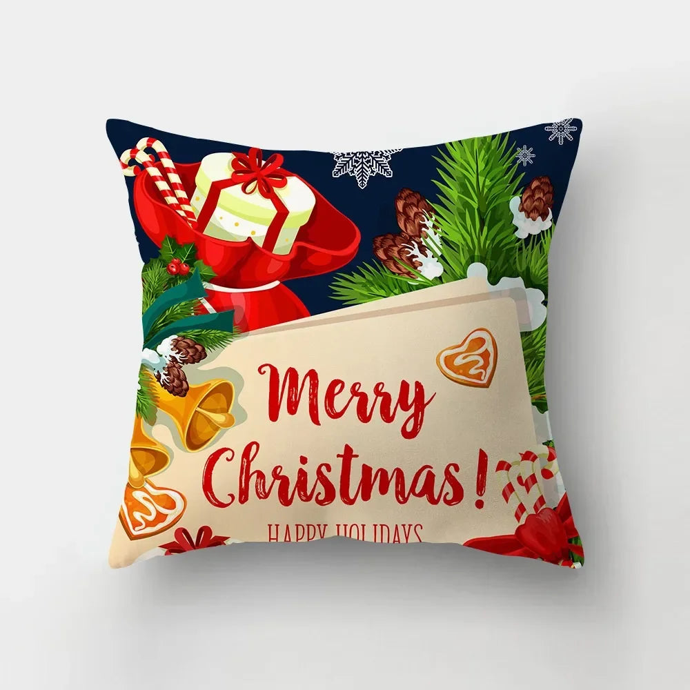 Christmas red theme throw pillow cover with short plush print living room sofa decoration cushion cover pillow covers decorative