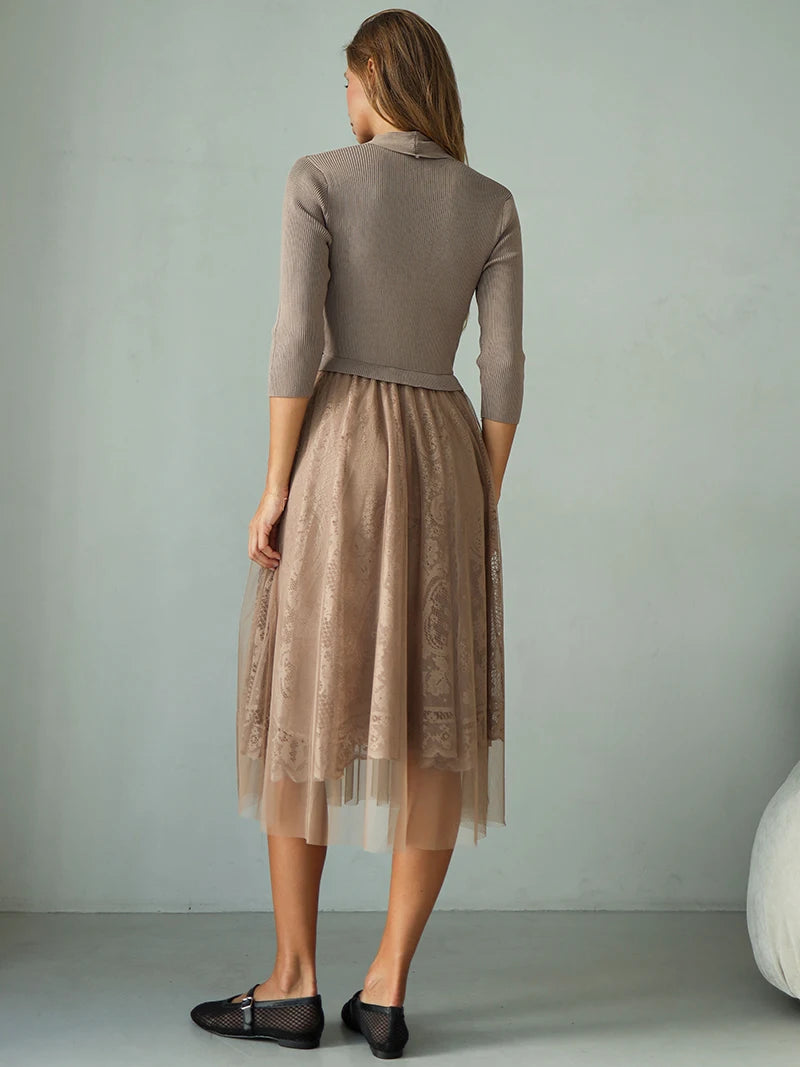 Ropa De Comoda Bandage Wickel Cardigan - Gestricktes Zweiteiliges Set Midi-Länge - Größe Regular - Materialanteil 31–50%