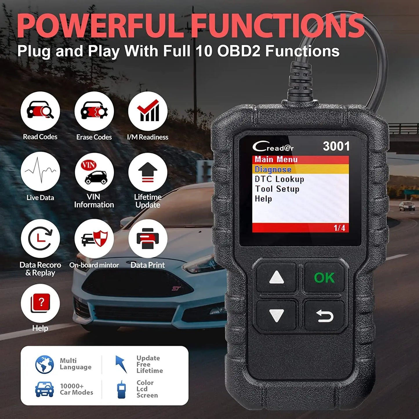 Launch X431 CR3001 Unterstützung Voll OBDII/EOBD Funktion Creader 3001 Diagnose Werkzeug Mehrsprachig Code Leser Scanner PK CR319 OM123