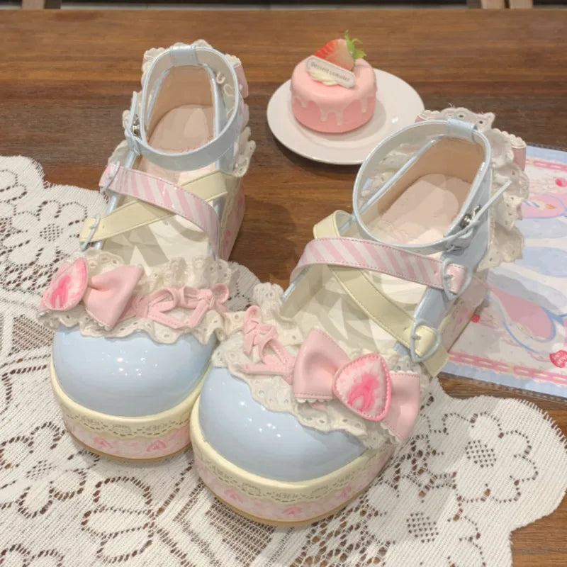 Lolita-Schuhe 2025: Thick-Sole Platform Cross-Strap - Princess Party Collection