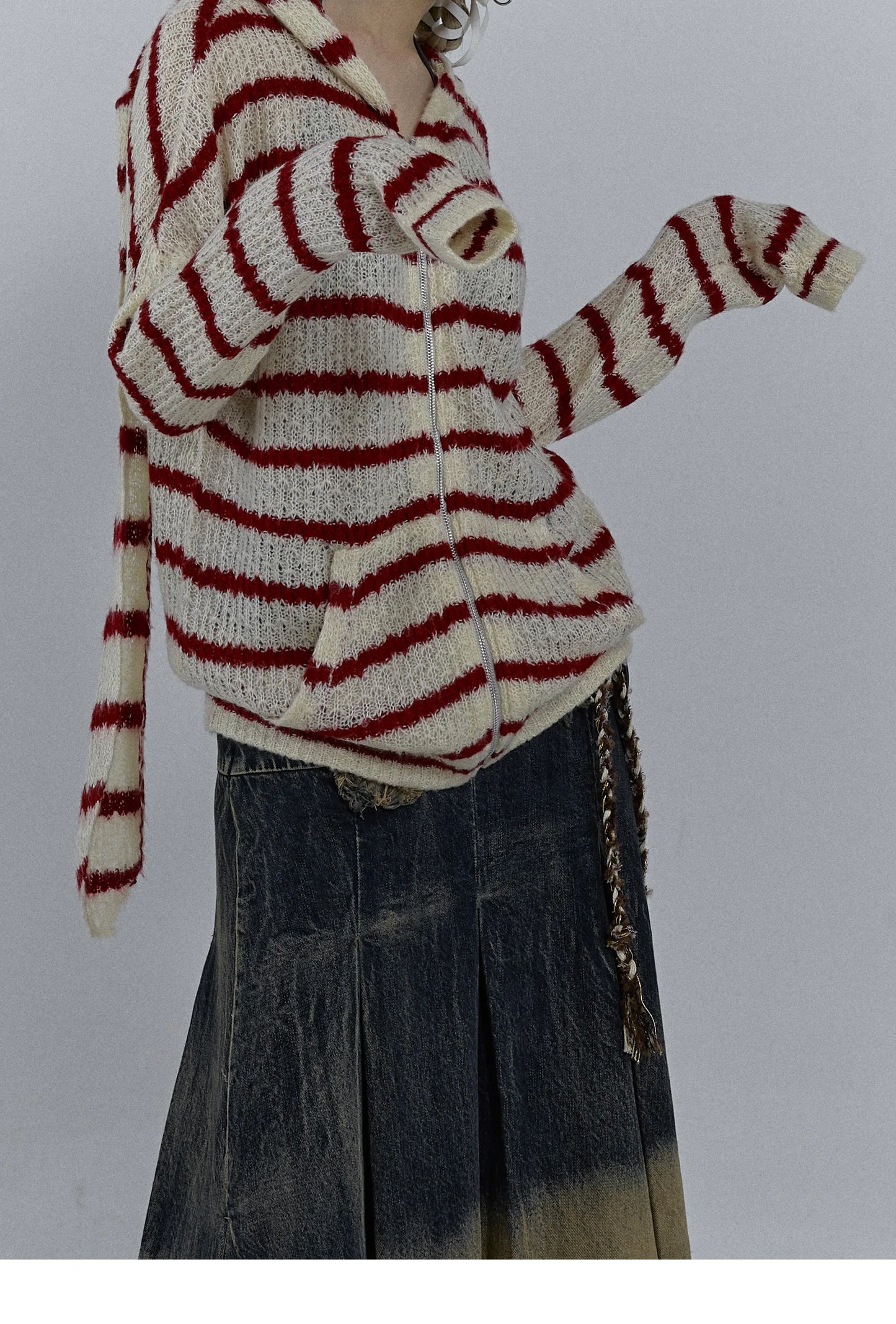 Karrcat Grunge Strickjacke Hollow Out - S/M, Vollarm