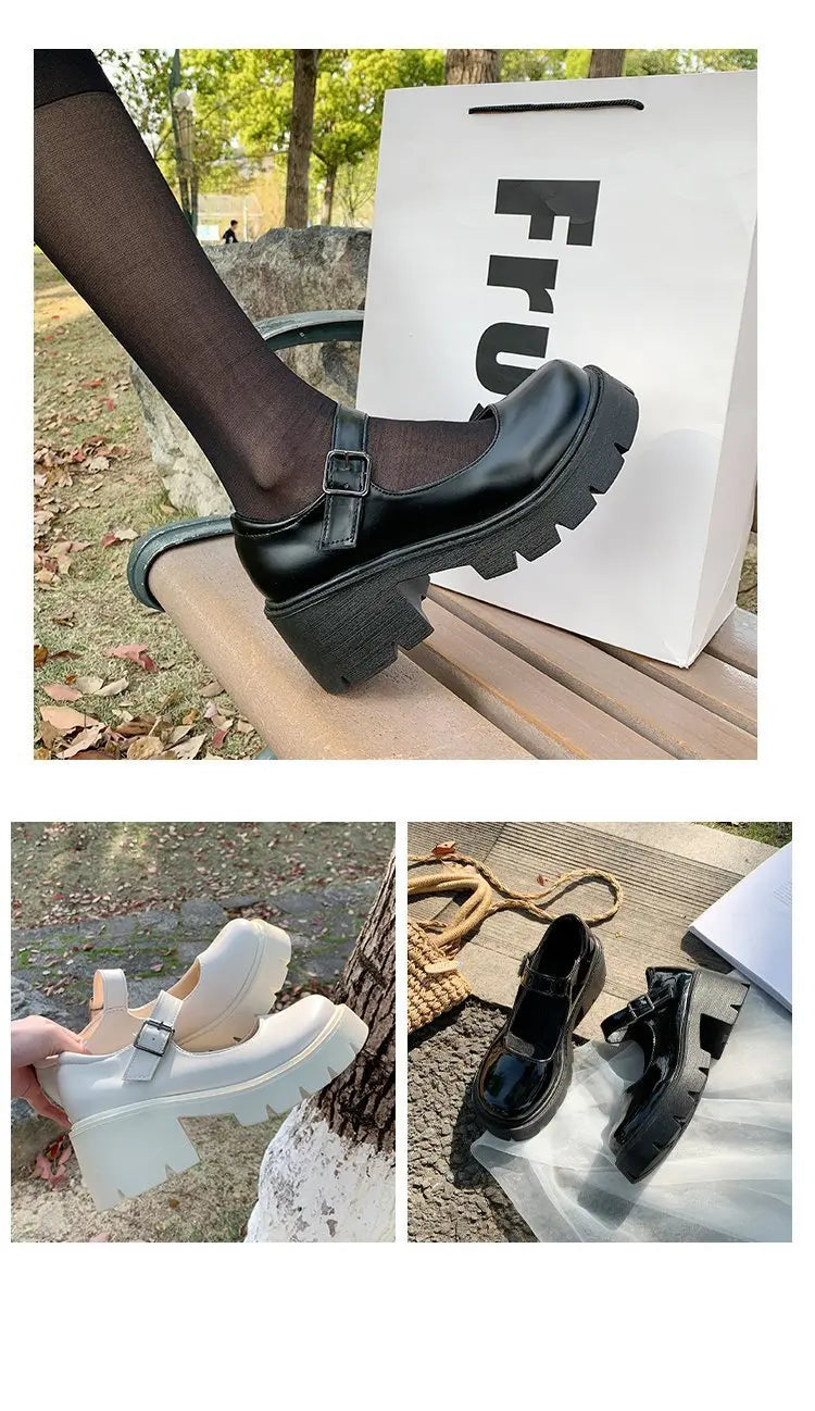 Frauen Schuhe 2025 - Neue Mädchen Lolita Schuhe Leder Herz Knöchel - Mary Jane Schuhe Süß Sexy Retro British Style