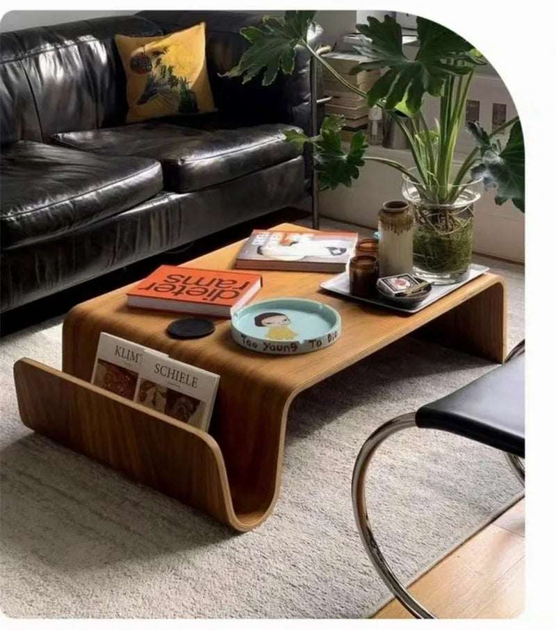 Massivholz Kaffeetisch 2025 - Modern Bentwood Zimmer Schreibtische Tragbar - Niedrig Zentrum Tee Tisch Wohnzimmer Möbel Seite Aufbewahrung Design