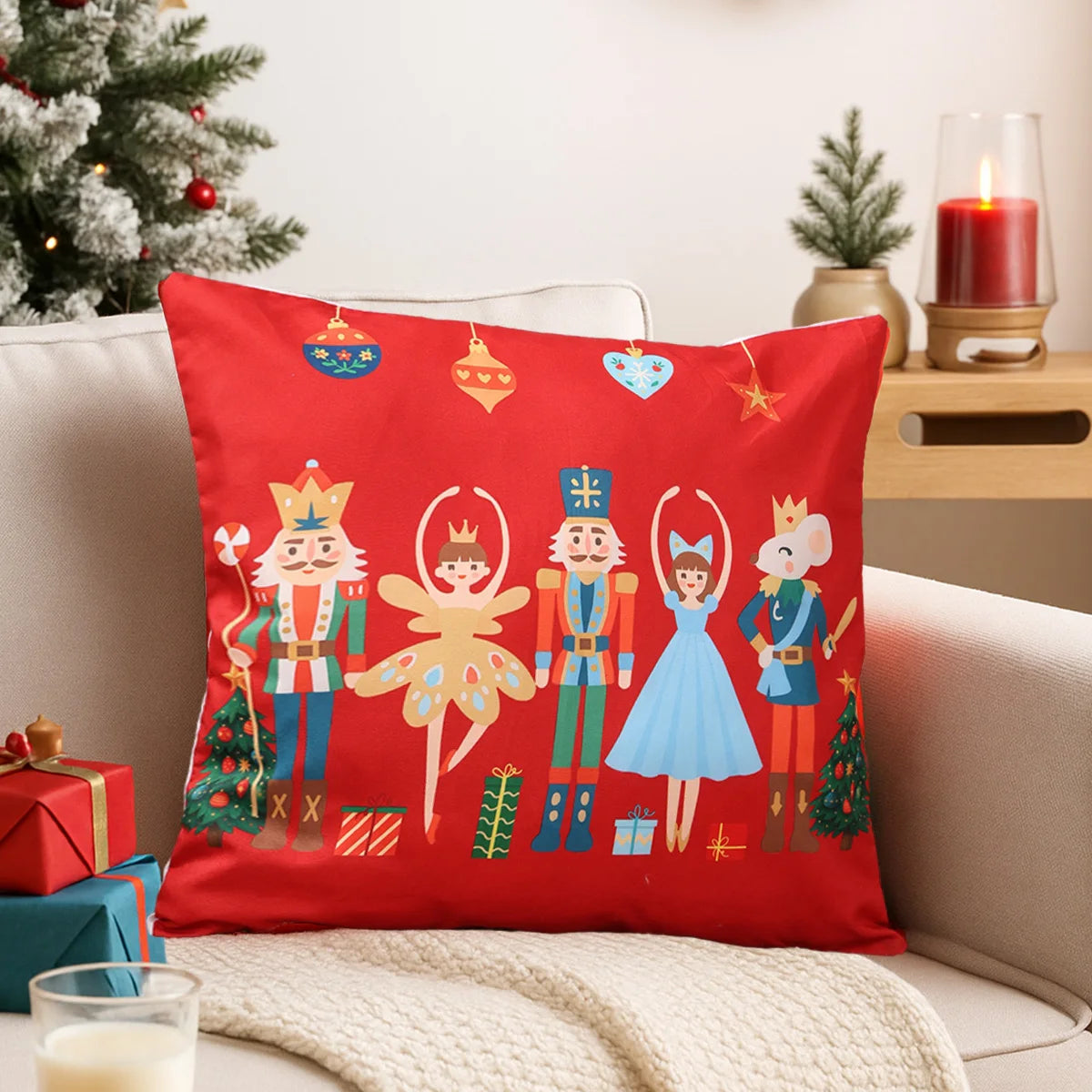 Christmas Nutcracker Pillow Cover Merry Christmas Decorations for Home 2025 Navidad Natal Xmas Sofa Pillowcase New Year 2026