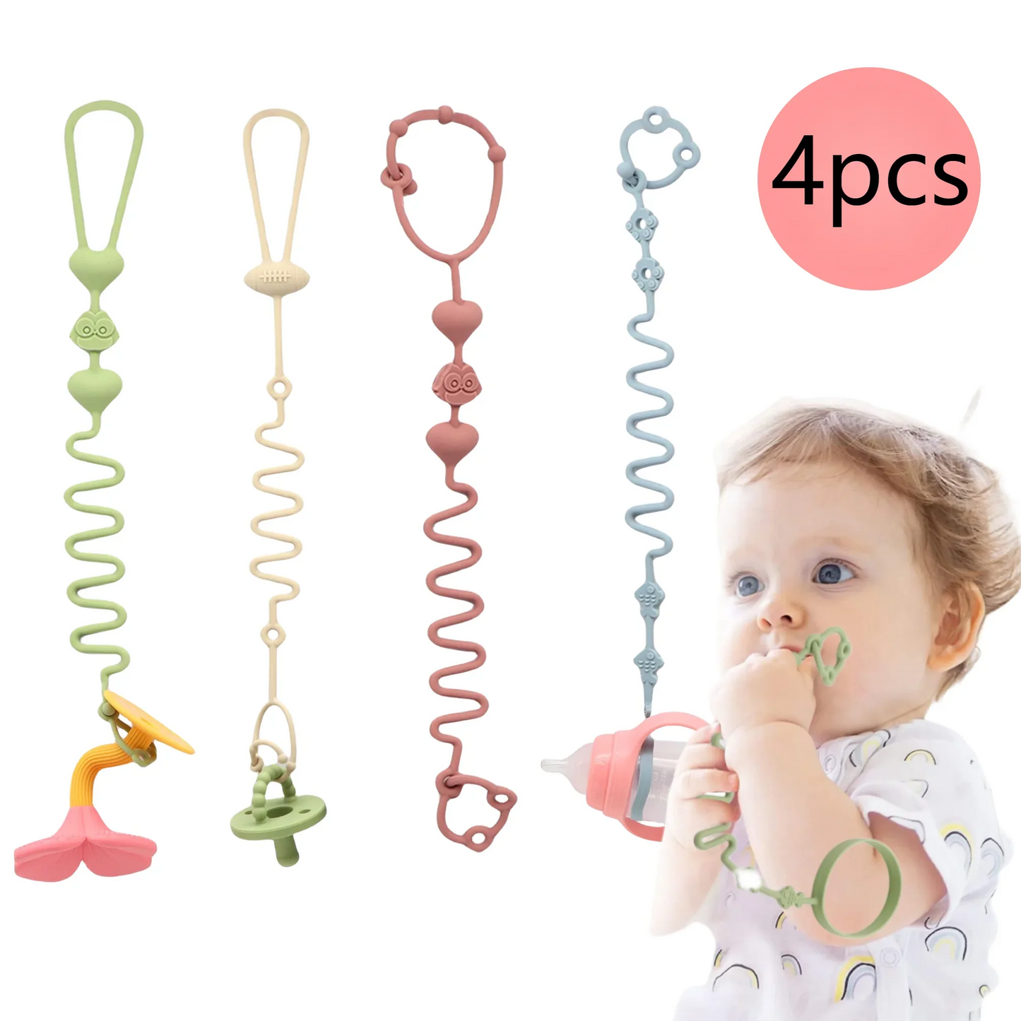 Choice XK-LZ00007 Silikon Schnullerkette - 4er Set 22cm