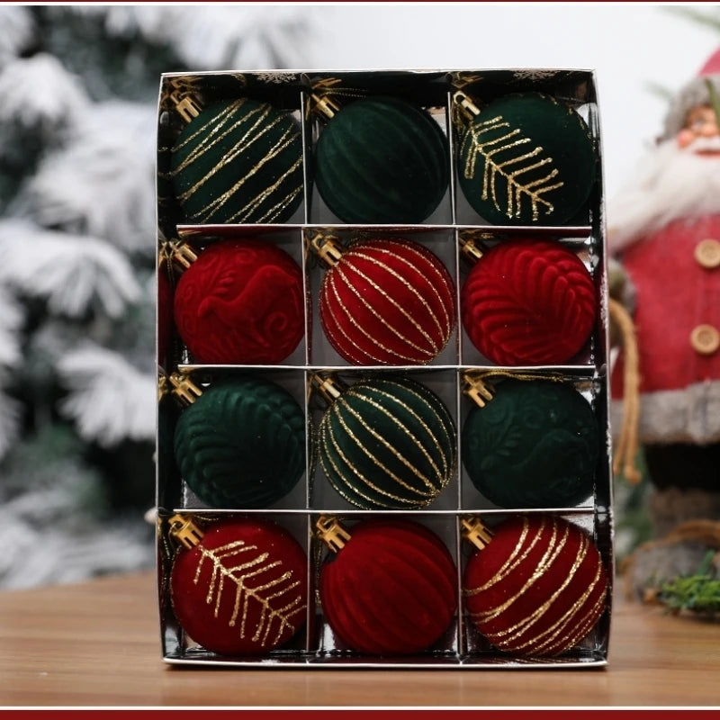 VelvetCraft Kugeln Velvet Painted - 6 cm, 12 Stück, Hängedekor