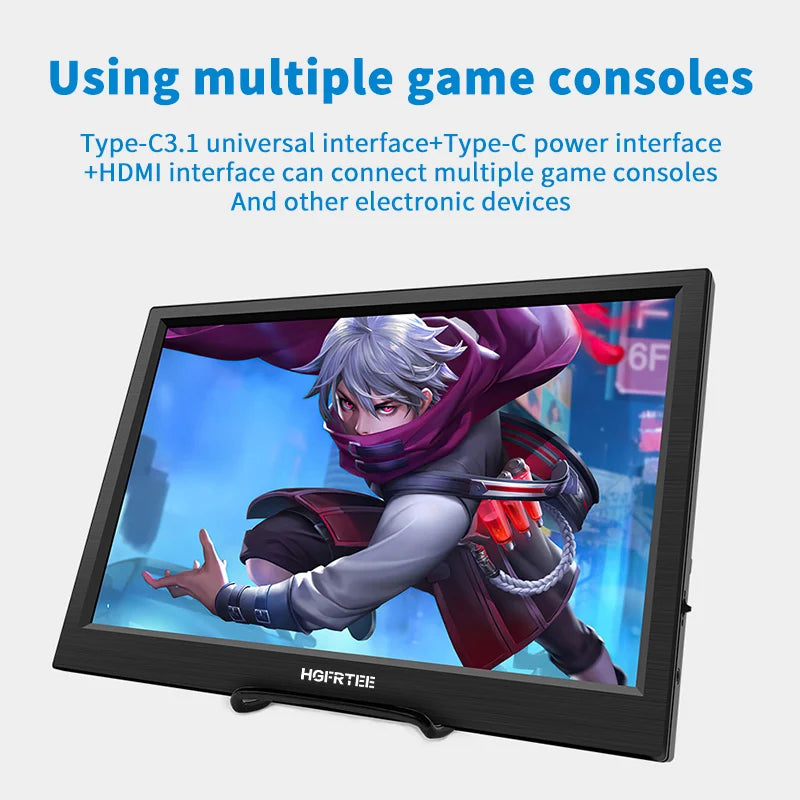 HGFRTEE 11,6 Zoll Portabler Monitor - Gaming- und Erweiterungsmonitor mit HDMI-Anschluss für Laptop, Switch, PS4 und Raspberry Pi