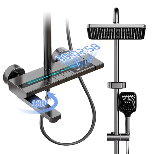 NONEM Badezimmer Wasserhahn-Set Klappbarer Auslauf 180°-Höhenverstellbar Messing