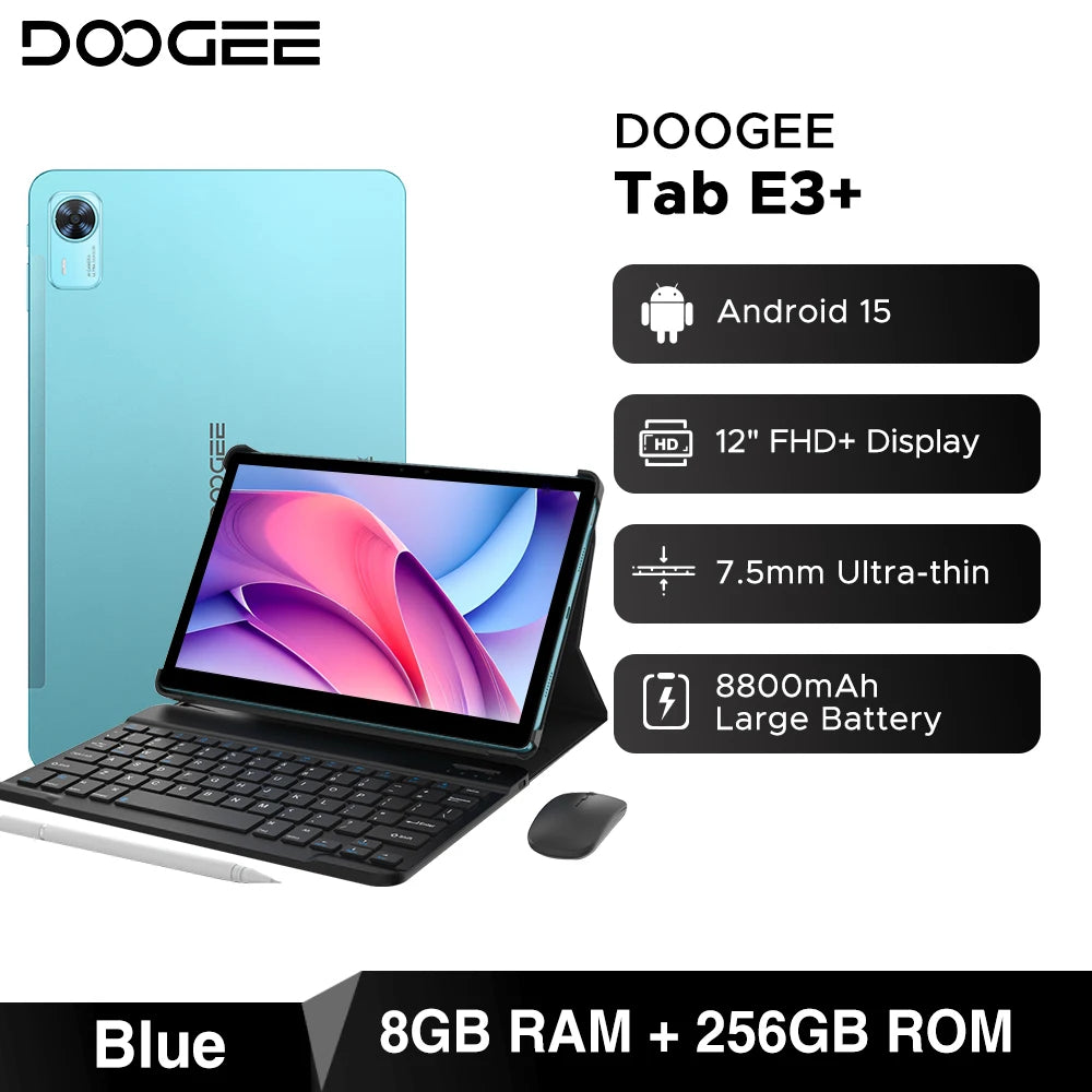 DOOGEE Tab E3 Gemini AI - 12 Zoll Display, 8800mAh Akku, Helio G100