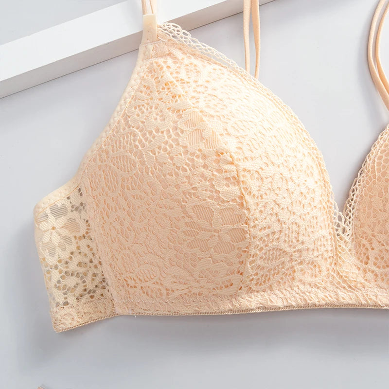 eles Damen Bralette 2025 - Spitzen BH ohne Bügel A/B Cup mit Blumenmuster