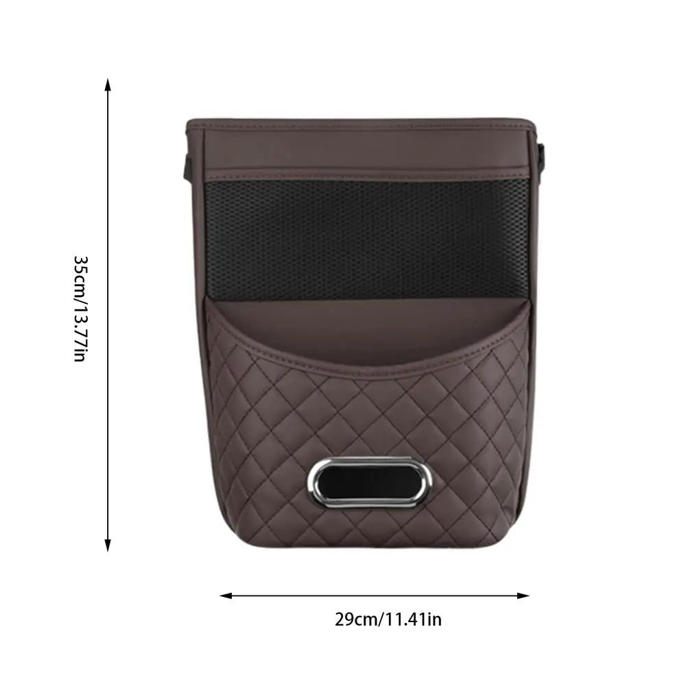 Car Seat Storage Organizer Multi-Pocket Front Seat Storage Portable Hung PU Leather Car Storage Bag For Cars Trucks SUVs