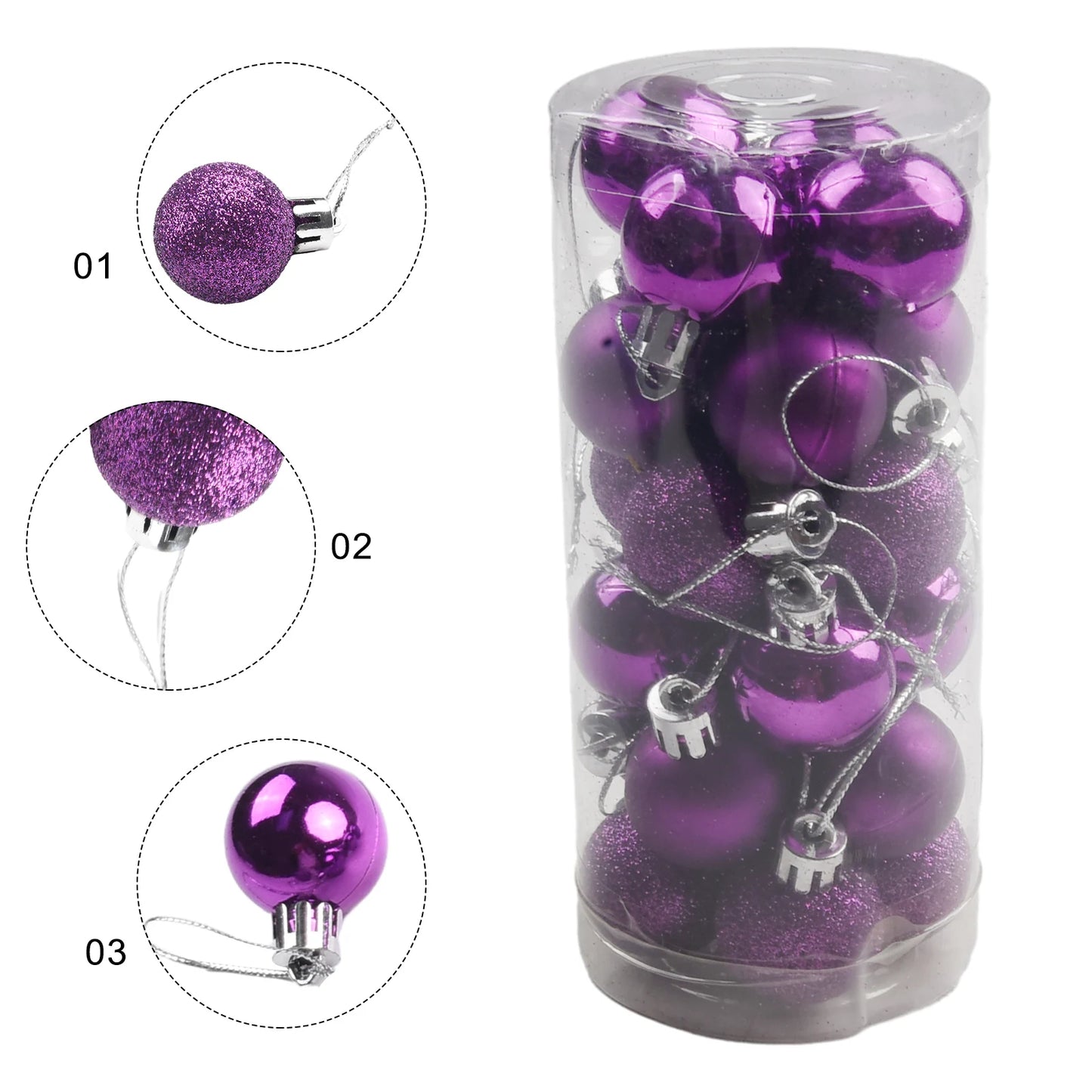 Choice Christbaumkugeln Kunststoff - 24 Stück, Ø3 cm