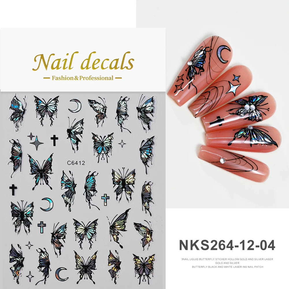 MAFANAILS NLS 3D Holografisch Schmetterling - 1St Schwarz