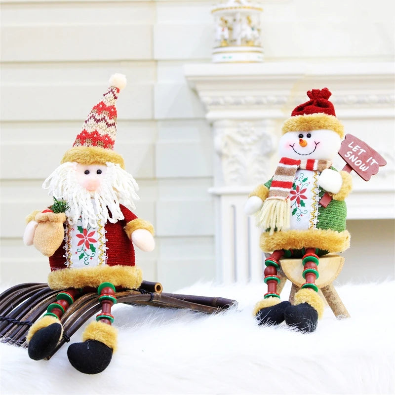 BOUSSACCN Sitzende Weihnachtsfigur - Größe 25 cm, Stoff, Holzperlen