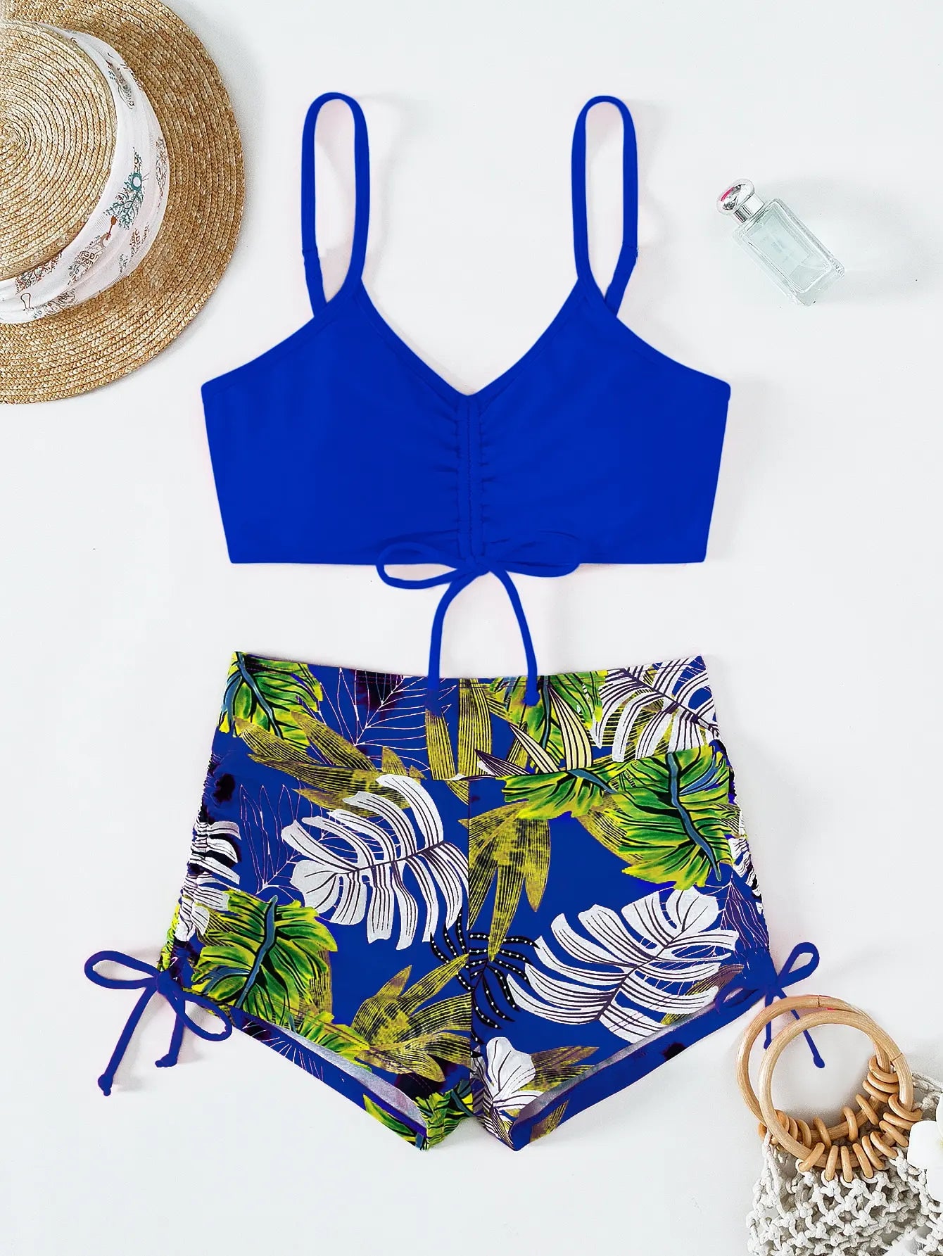 Damen Bikini 2025 - Hochtailliger Drawstring Front Shorts Bikinis für Frauen