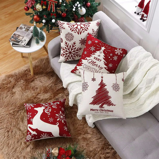 2024 Christmas Pillow Covers Christmas Decorations Throw Pillow Covers Set Of 4 Throw Pillow Cases With Holiday Decor Sofa